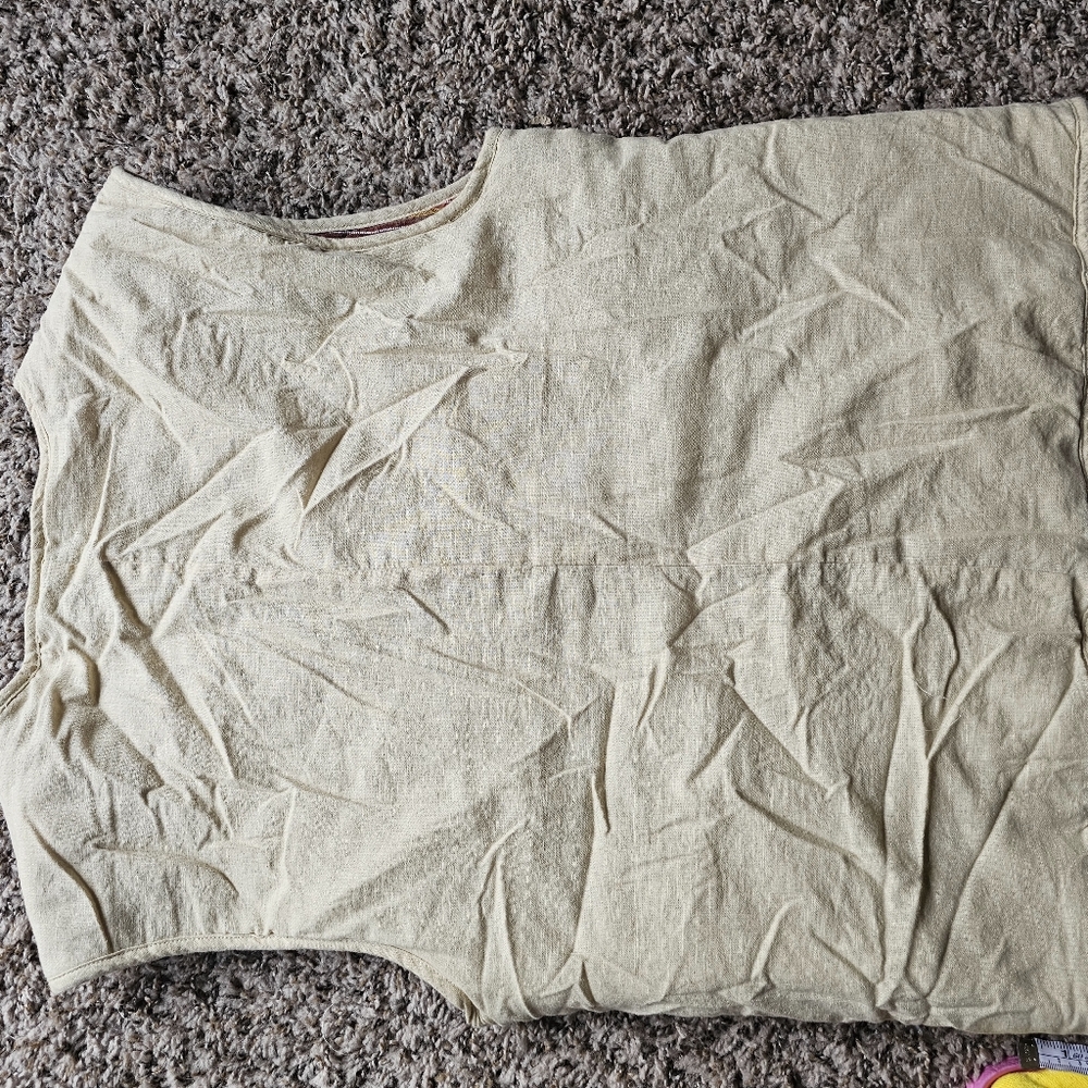 Reclaimed Vintage Embroidered Beige Vest Boho Chic Poet CoreFront Pockets Size S - Picture 6 of 9